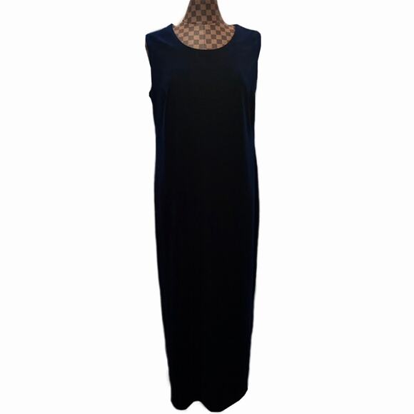 Y2K Blue Velvet Maxi Dress Sleeveless Size 16 R&M Richards Karen Kwong Goth Glam - Picture 2 of 10